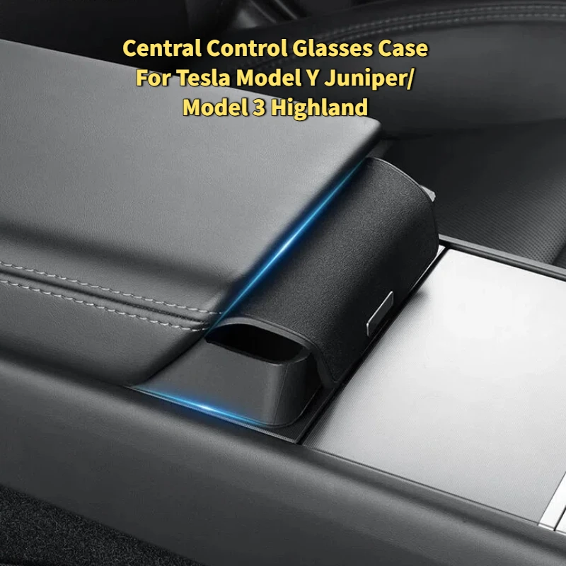 

Автомобильный подлокотник, ящик для хранения Tesla Model Y Juniper/Model 3 Highland 2025, лоток для хранения очков с центральным управлением, автомобильные аксессуары