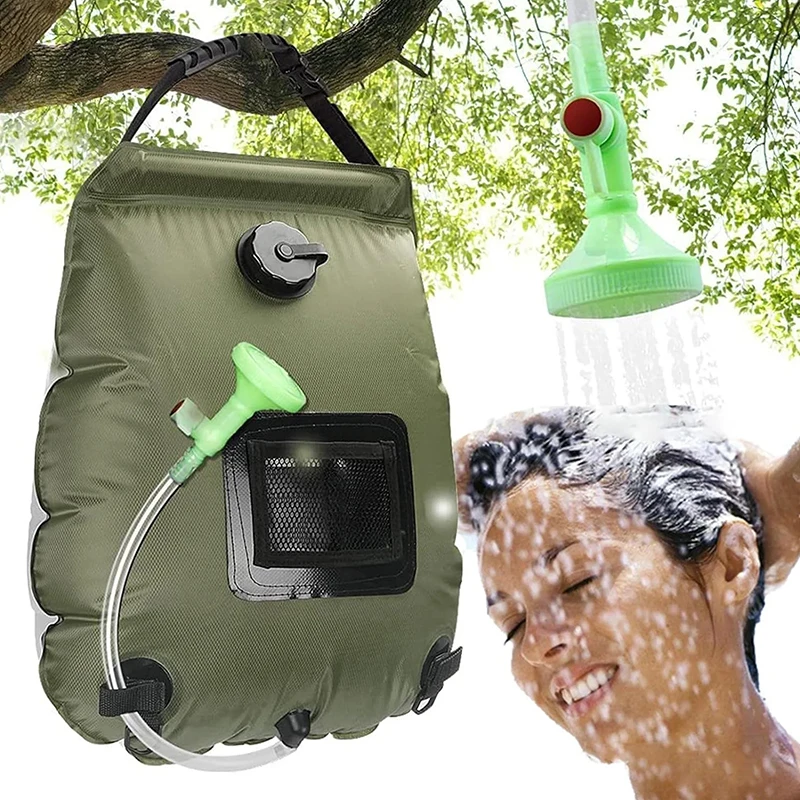 Solar Heating Camping Shower Bag Solar Shower Bag 20L Removable Hose On-Off Switchable Shower Head Portable Shower