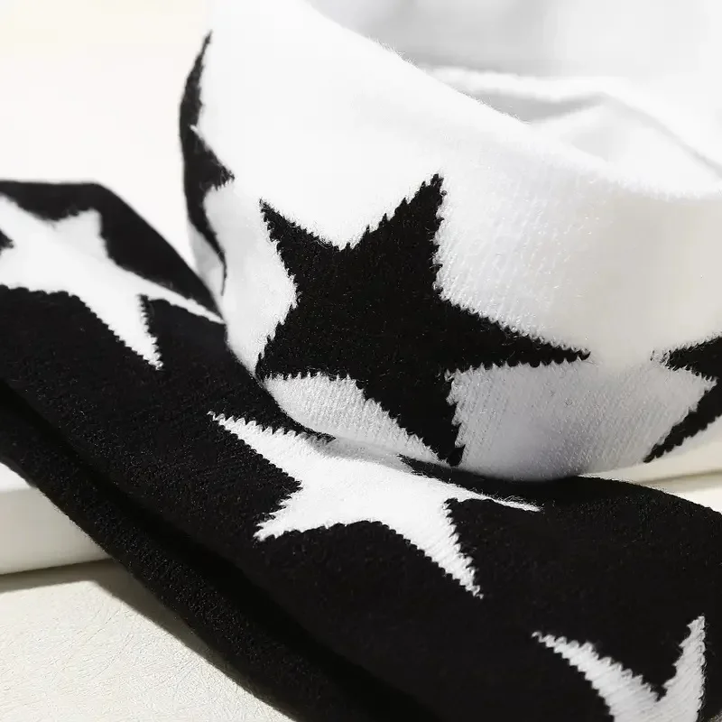 Pentagramm Band Wolle gestrickt breites Haarband Ins trendige Hip Hop Sport Herren und Damen Stirnbänder Haarschmuck – Detail 3