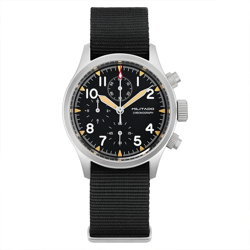 Militado ML1868KF Retro VK67 quartz chronograaf horloge roestvrijstalen behuizing 3 wijzerplaat waterdicht 100M multifunctioneel militair horloge