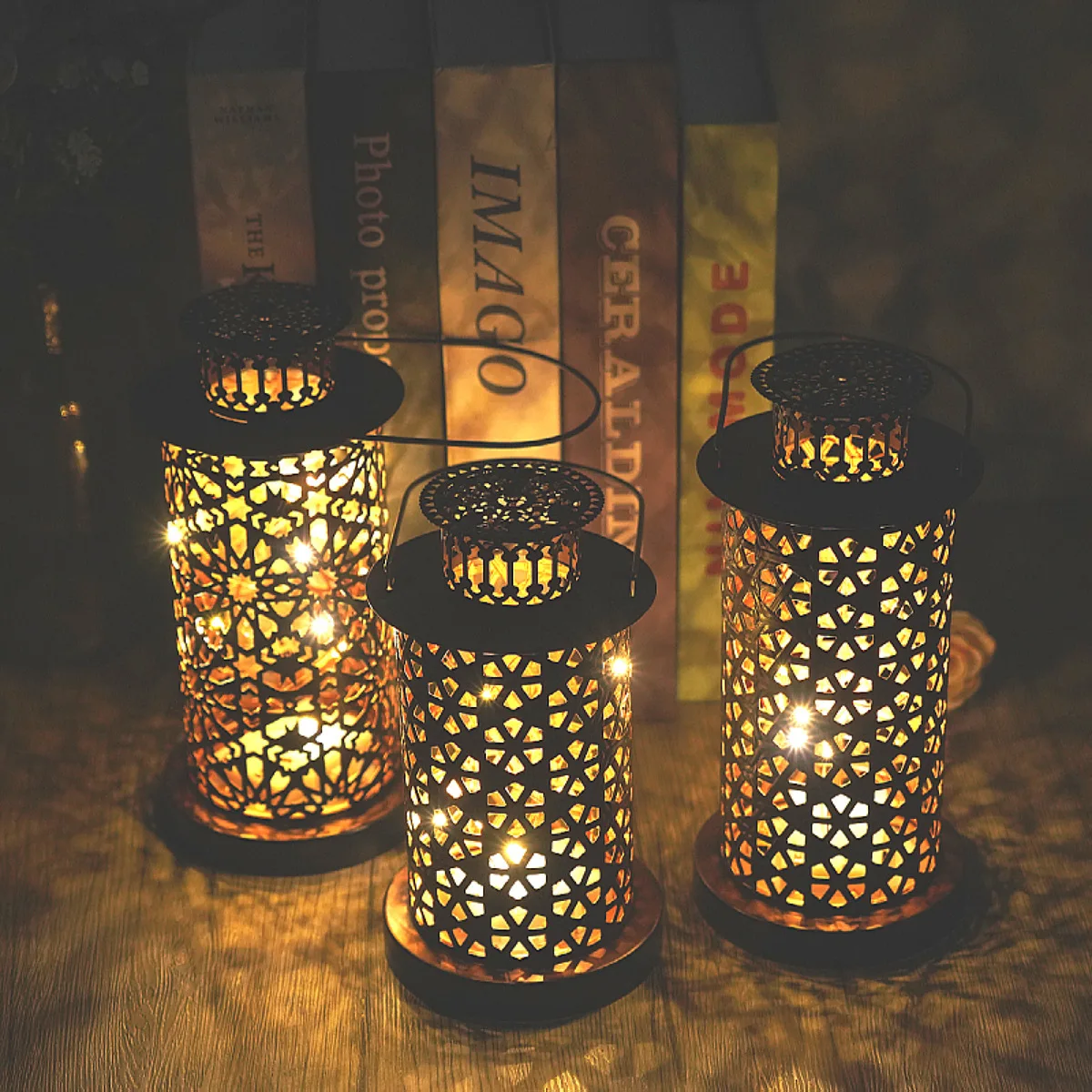Middle East Arab led classical wind lamp wrought iron candle moss road lantern home decoration pendant retro wrought iron