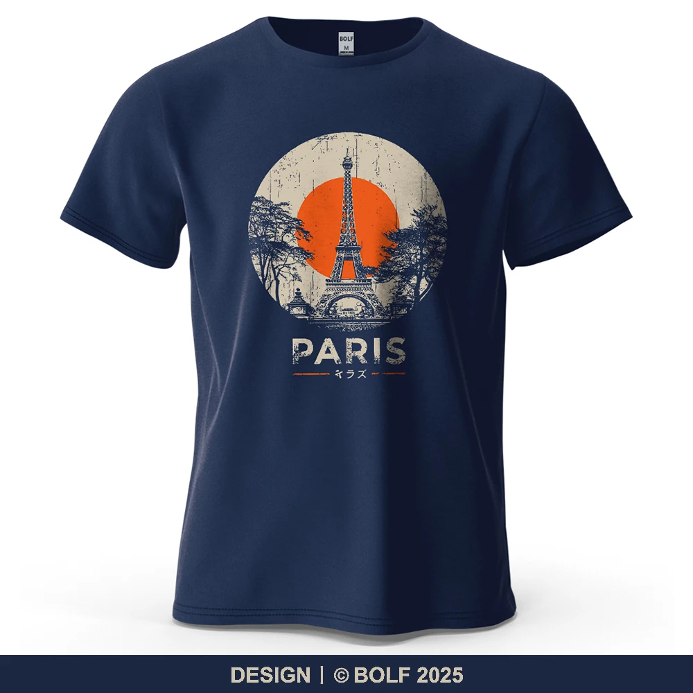 Paris Tower bedrucktes Herren-T-Shirt, 100 % Baumwolle, übergroß, Vintage-Reise-Grafik-T-Shirts für Damen, Tops, T-Shirts, lässige Streetwear