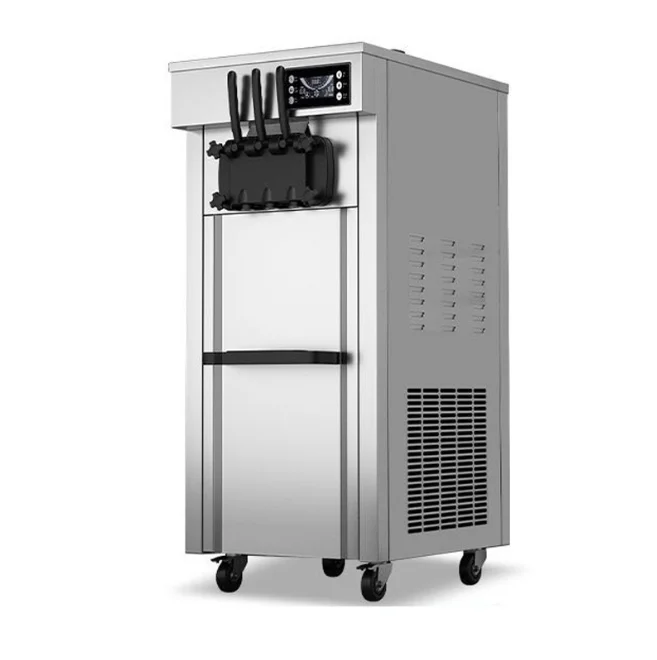 Professional High-Production Commercial Ice Cream Machine 3-Flavor Gelato Soft Serve Stainless Steel Floor Standing 1300W 220V