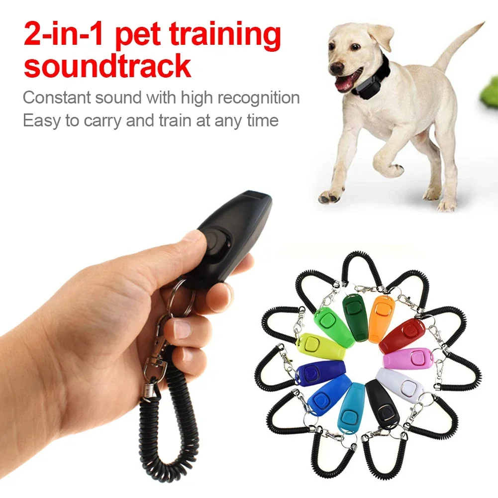 Pet Cat Dog Training Clicker Plastic New Dog Click Trainer Portable Auxiliary Adjustable Wristband Sound Key Chain Dog Supplies