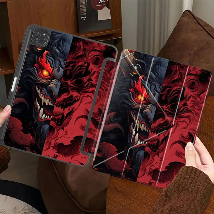 Funda para Tablet con Estampado de Dragón y Pitbull Gris para iPad Pro 2025, Pro 11, 10, 9, 8, 7, 12.9 pulgadas, Mini 6, 7, Air 4, 5, M3, M2, M4