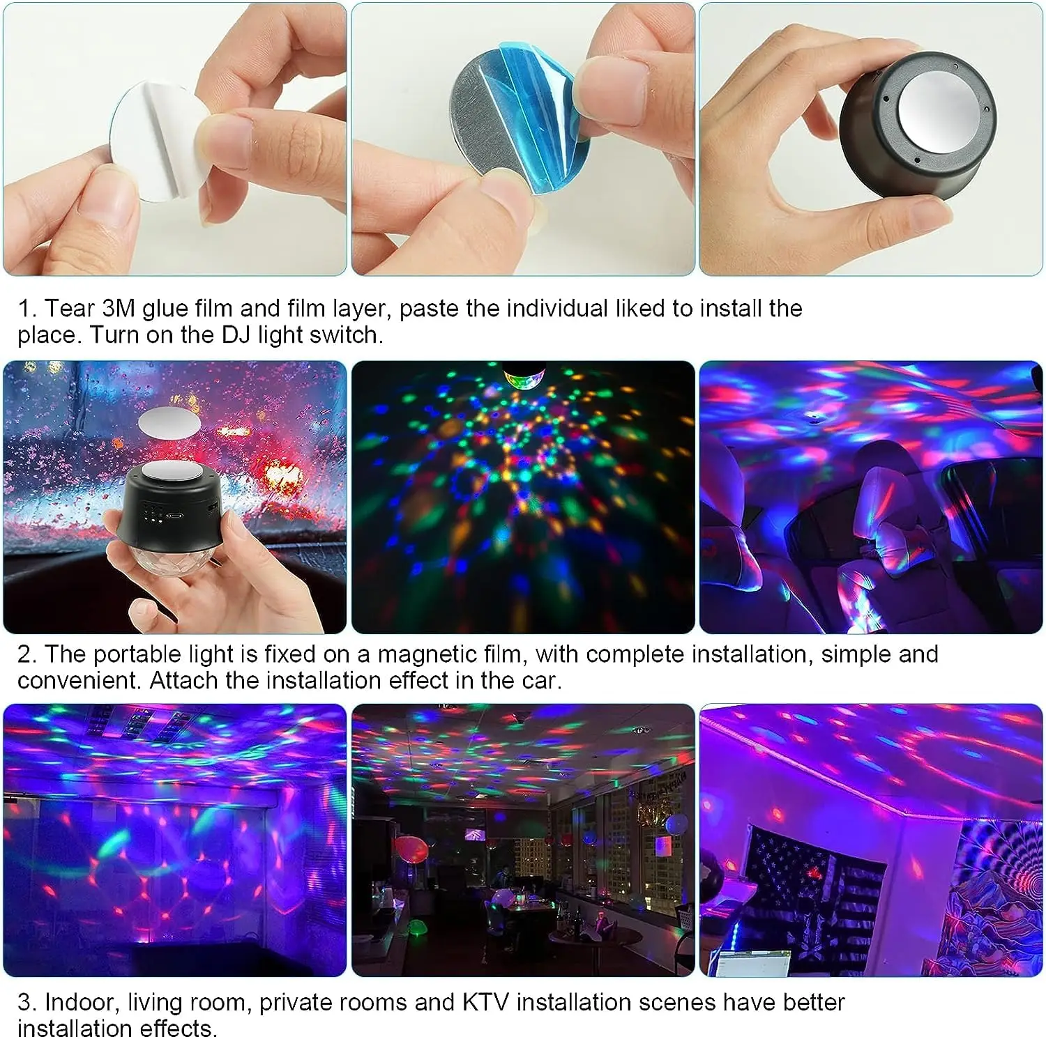 Car USB Portable DJ Light Atmosphere Light Christmas Family Entertainment Gathering Holiday Party Atmosphere Indoor Ceiling