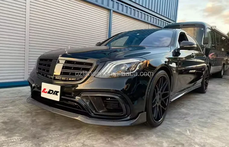 New LDR Brand Black Factory Customization for S-Class W222 2014-2020 Bra-bus Bodykit Front/Rear Lips Diffuser