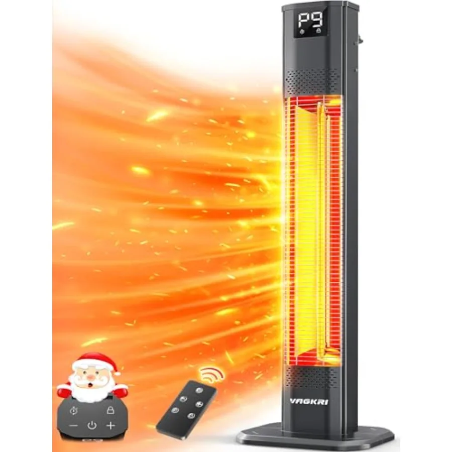 Outdoor Heaters 1s Heating Carbon Infrared Patio Heaters With Remote 9 Heat Levels 24H Timer IPX5 Waterproof 42in Electric Spac