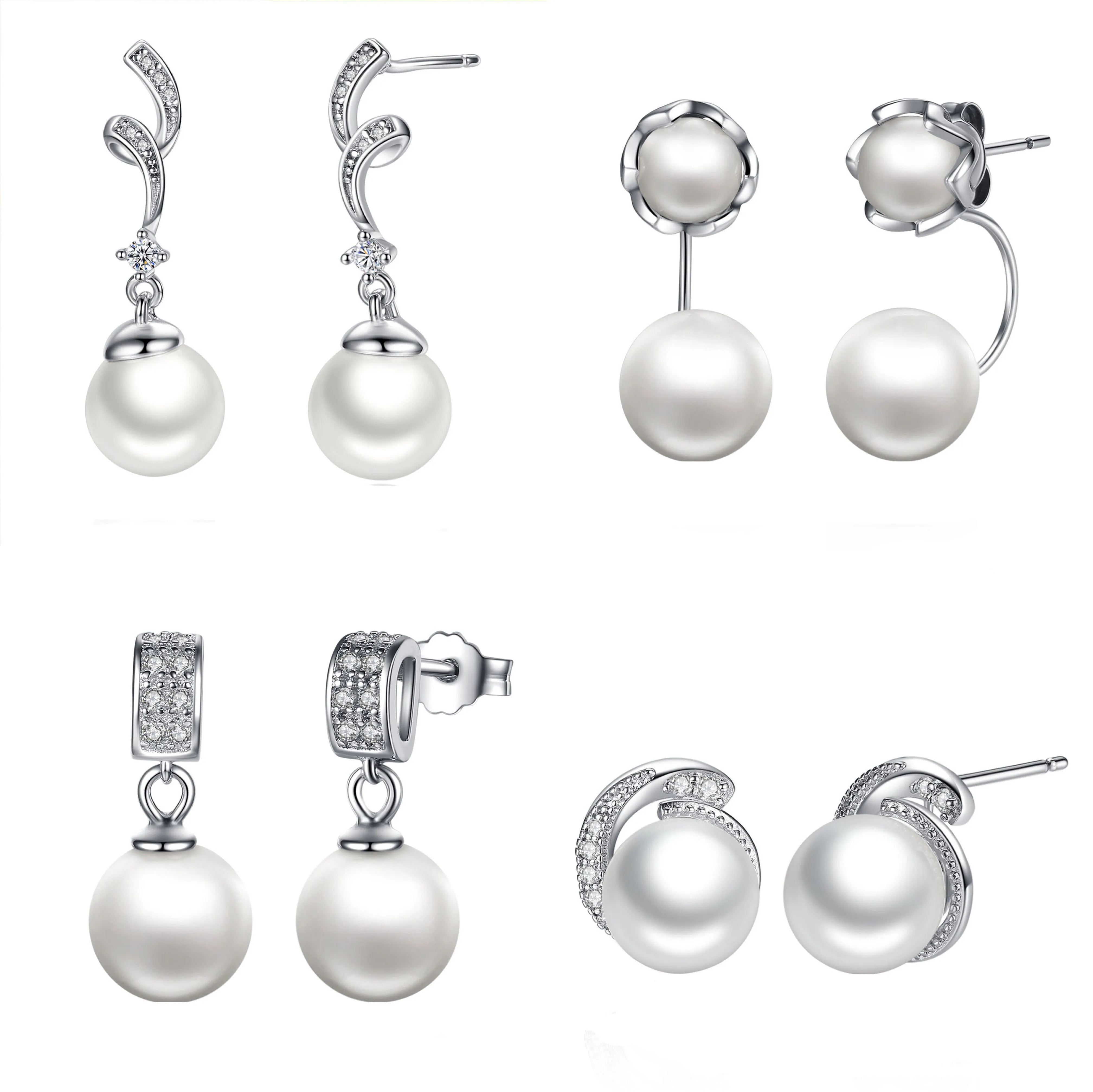 

Jiangyuan wholesale price 925 sterling silver elegant shell bead pearl stud earrings zircon jewelry for women