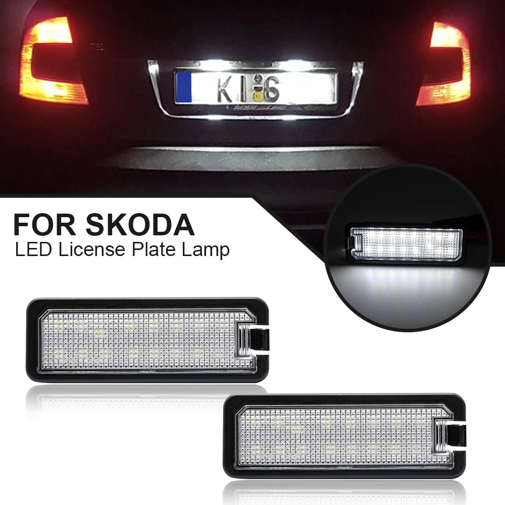 

LED Number Plate Light For Skoda Fabia Octavia Rapid Yeti Superb 2pcs License Plate Lamp For VW Golf MK4 MK5 MK6 Seat Leon Ibiza