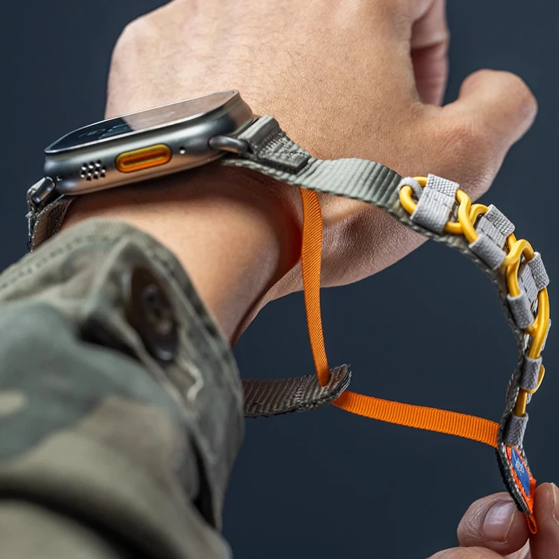 Спортивный ремешок для Apple Watch Ultra 2 10 9 8 7 6 SE 5 4 Открытый нейлоновый браслет Ремешок для iWatch 38 мм 40 мм 41 мм 42 мм 45 мм 46 мм 49 мм