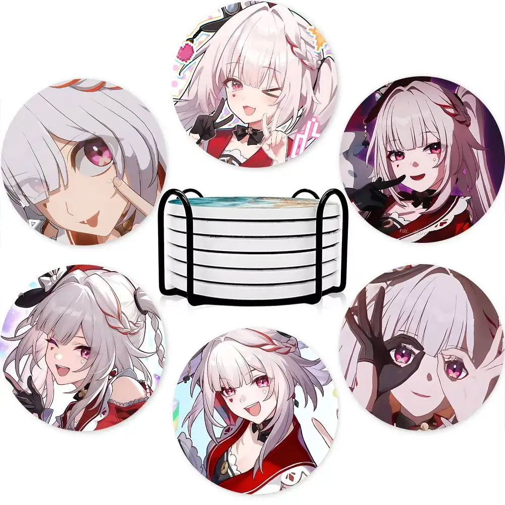 1pc Honkai Star Rail Sparxie Game Wooden Coaster Colour Printing Cup Mat Home Desk Decoration Gifts