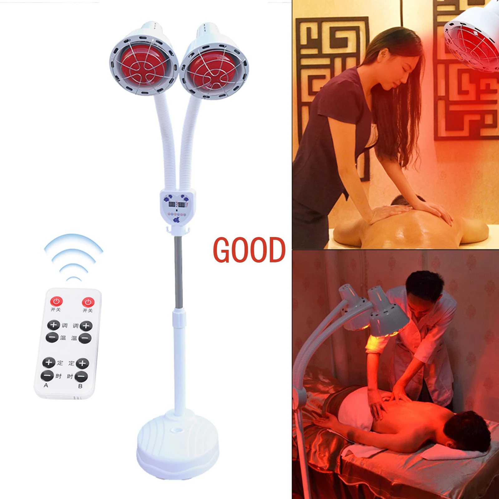 Beauty Timer Light Health Care Light 2Head Floor Stand Infrared Heat Physical Therapy Lamp Medical Heating Lamps Therapeutic