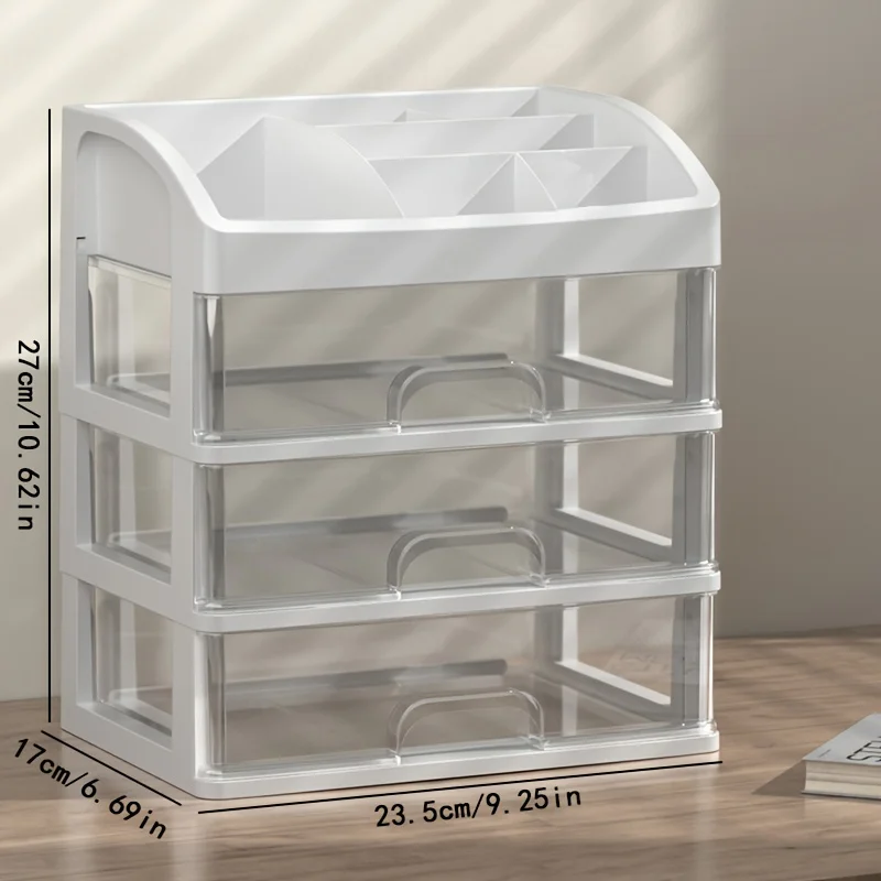 1PC Transparent Plastic Multifunctional Storage Box for Desktop Office Cosmetic Stationery Display Rack
