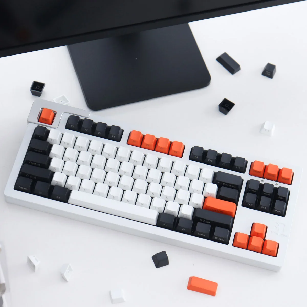 Large carbon black orange solid color positive/side/non-engraved mechanical keyboard keycap 108 keys PBT mechanical keyboard cap