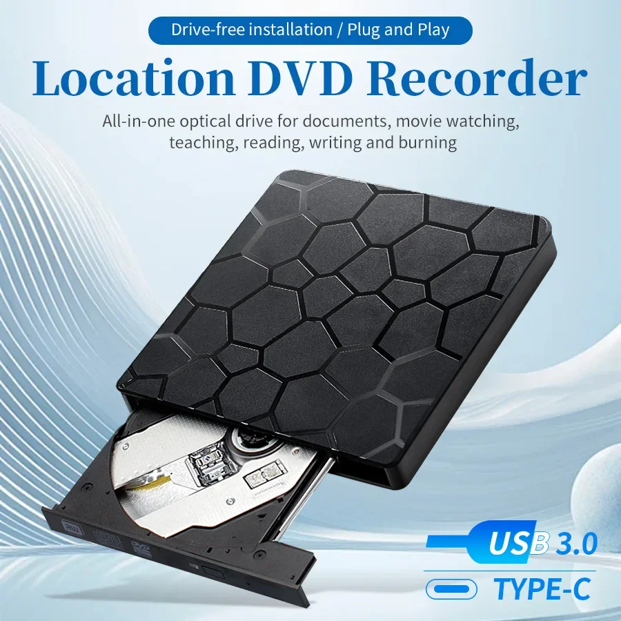 2-in-1 externes DVD-RW-Laufwerk, USB 3.0 Typ-C-Schnittstelle, schlankes DVD-CD-Brenner-Lesegerät, optisches Laufwerk für Laptop/Notebook – Detail 6
