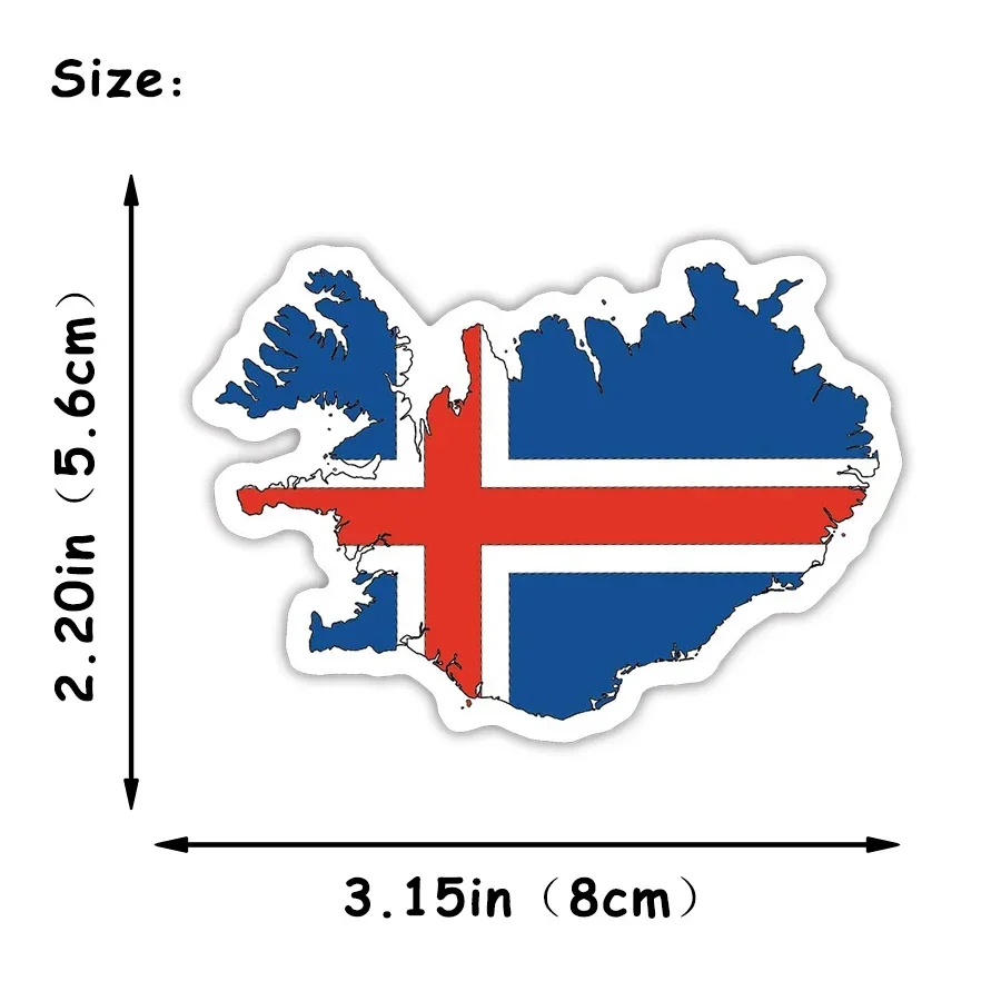 5 PCS Iceland Flag Sticker Countries Map Travel Stickers for Laptop Luggage Suitcase Motor Car Bike Scrapbooking Decals Kids Toy