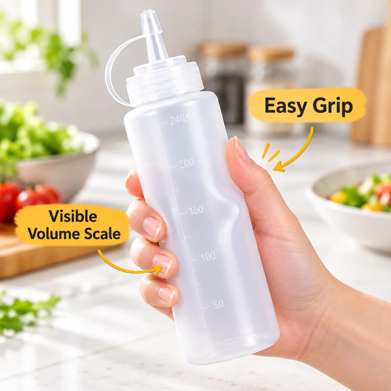240ML Plastic Pointed Mouth Squeeze Type Sauce Bottle Made Environmentally Friendly Materials Clean Dustproof Seasoning Bottles