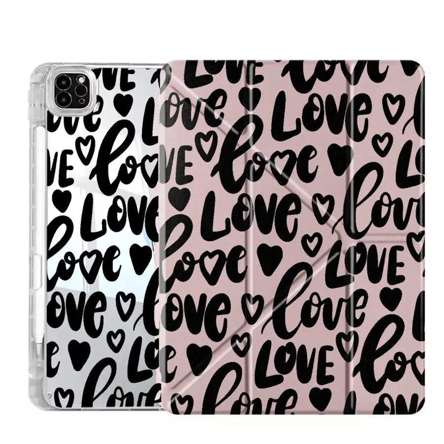 Doodle Hearts Tablet Case For iPad Pro 11th 10th 9th 8th 12 Air 4 5 M3 M2 M4 11inch Pro 2025 Mini 6 7 Holder Cover Y-Fold