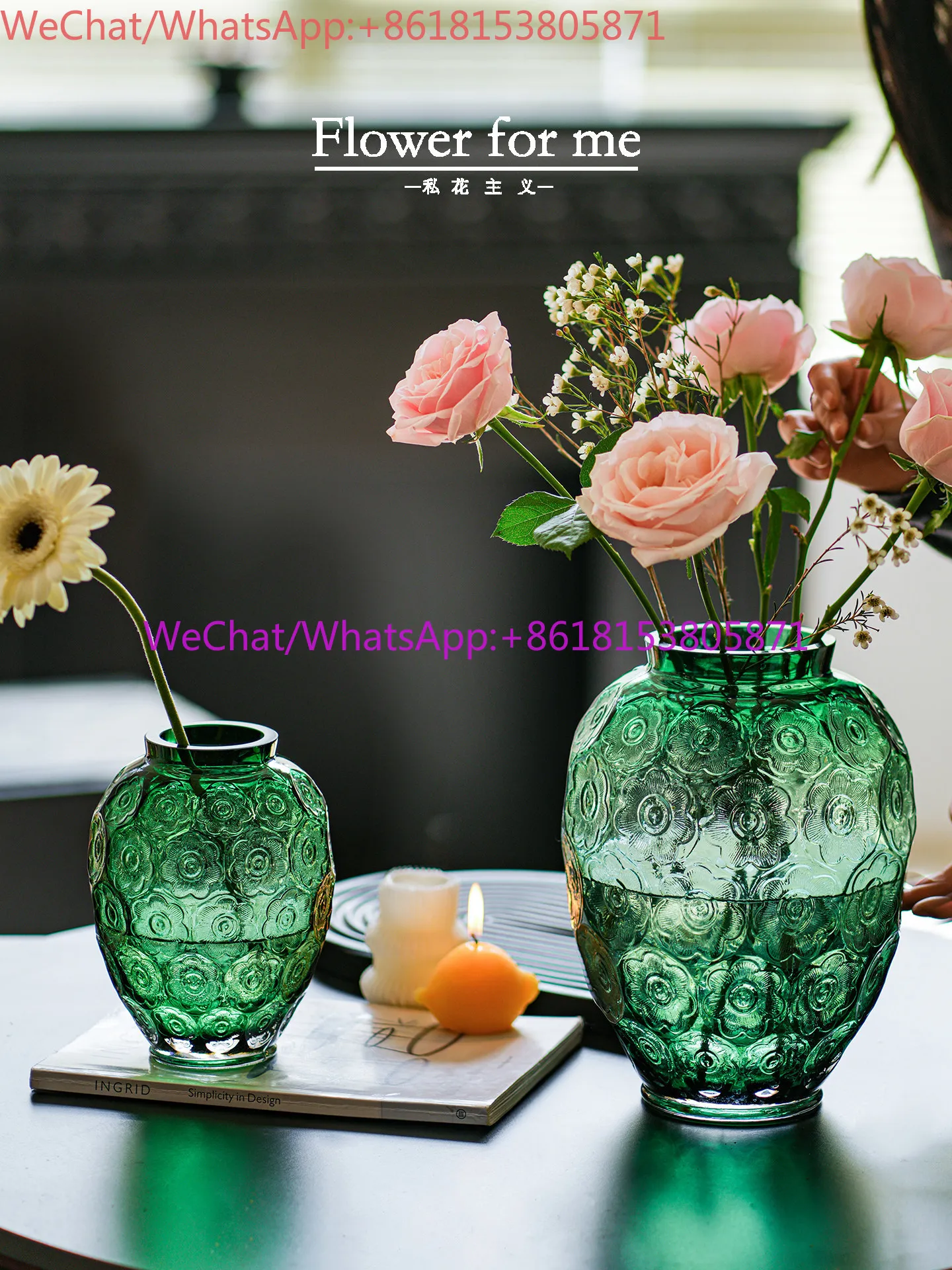 French relief art, crystal glass, living room floral arrangements, decorative decorations with a European sense  sophistication