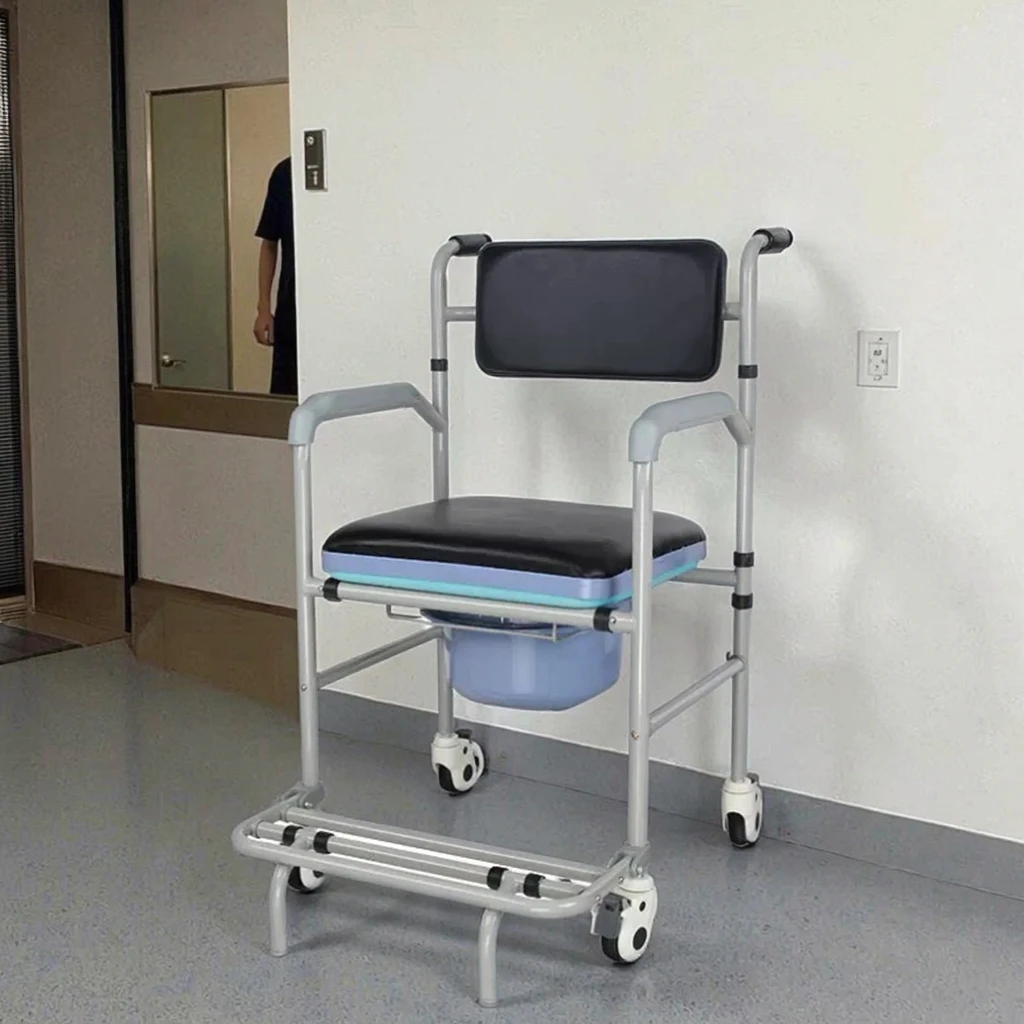 Factory Lightweight Folding Mobile Toilet Seat Commode Chair for Adults Elderly Medical Device