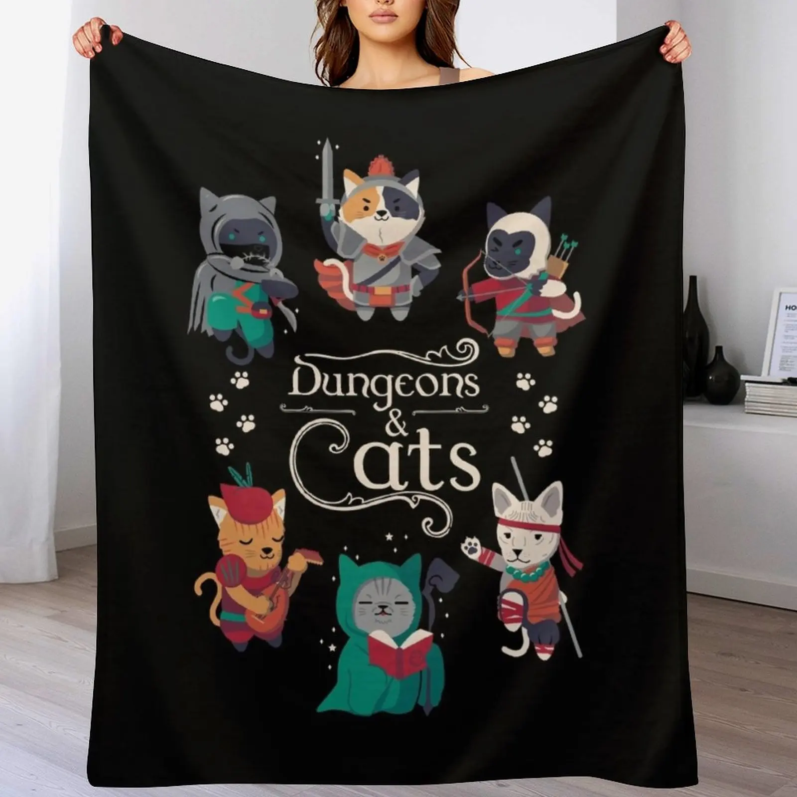

Dungeons and Cats 2.0 Throw Blanket Luxury Thicken Luxury Vintage Soft Plaid Blankets