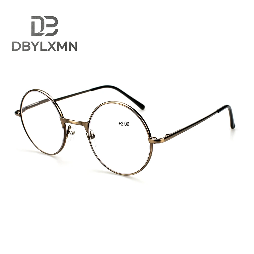 

DBYLXMN Retro Round Metal Reading Glasses Ultra Light Presbyopia Eyeglasses Anti Blue Light Readers for Men Women +1.0 to +3.5