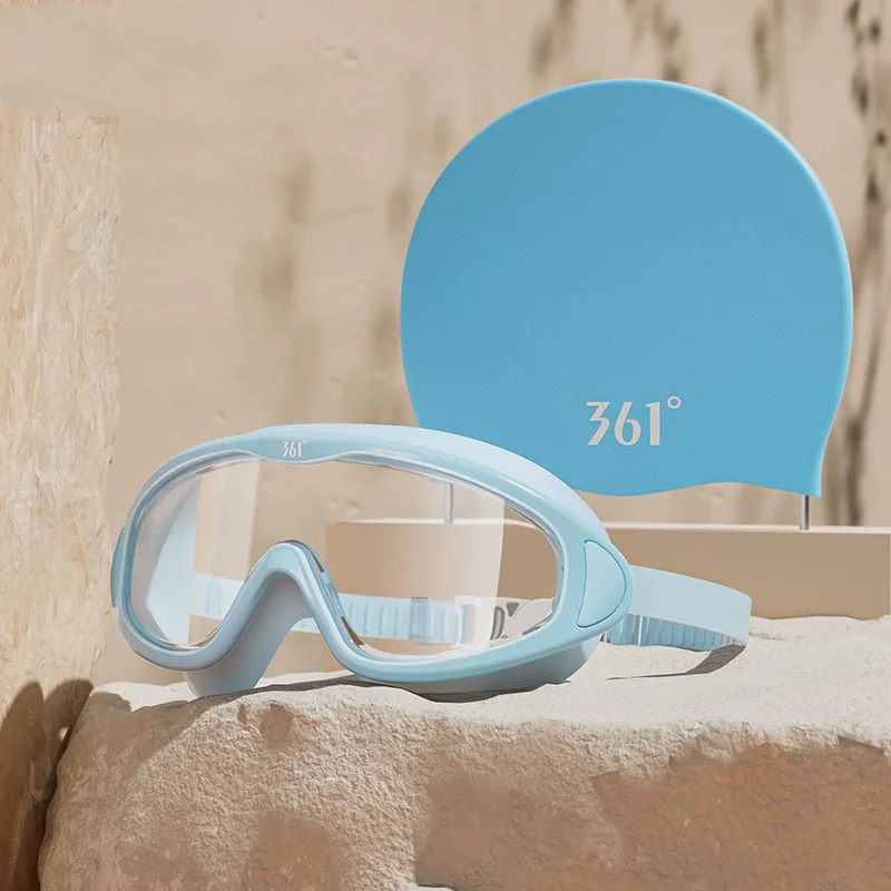 

Anti-fog Big Frame Outdoor Waterproof Beach Swim Goggles UV Protection Large Frame Adjustable Silicone Bathing Glasses Cap