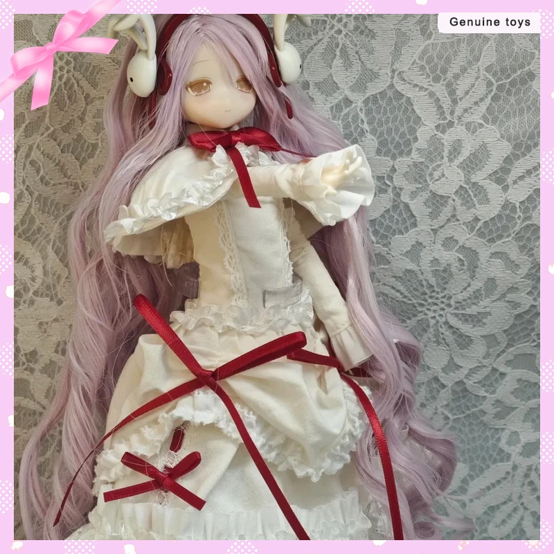 

Оригинальная милая кукла BJD в розово-белом кружевном платье с бантом и наушниками, шарнирная кукла, подарок для девочек, украшение для рабочего стола, модная игрушка