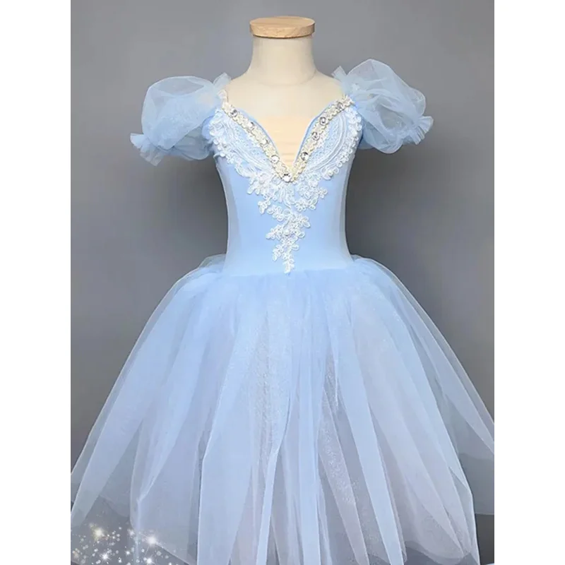 

★Halloween Cosplay Costume Blue Giselle Dance Ballerina tulle tutu Dress skirt For Stage Performance Long 2026 New ♥Look Me ←_←