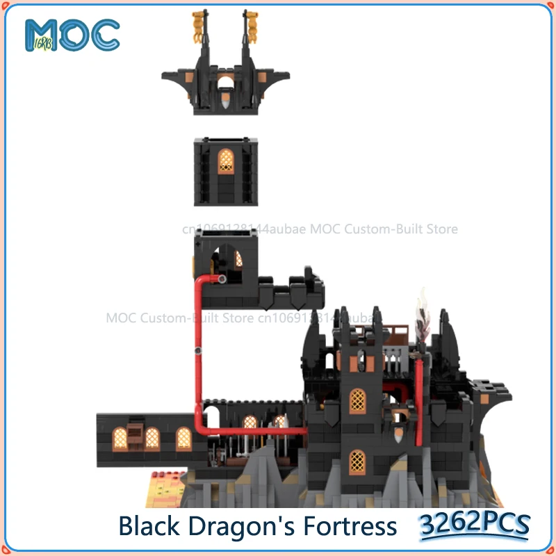 黒龍の要塞 悪の城モデル MOC ビルディングブロック DIY 組み立てレンガコレクションディスプレイ クリスマスおもちゃギフト 3262 個