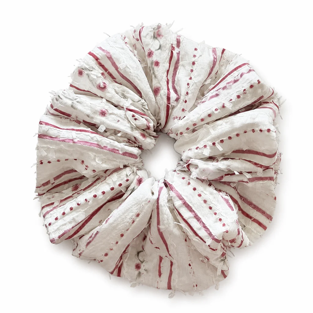 ivory-dusty-rose-stripe-frayed-ruffle-oversized-single-layer-scrunchie-handmade-hair-tie-for-women