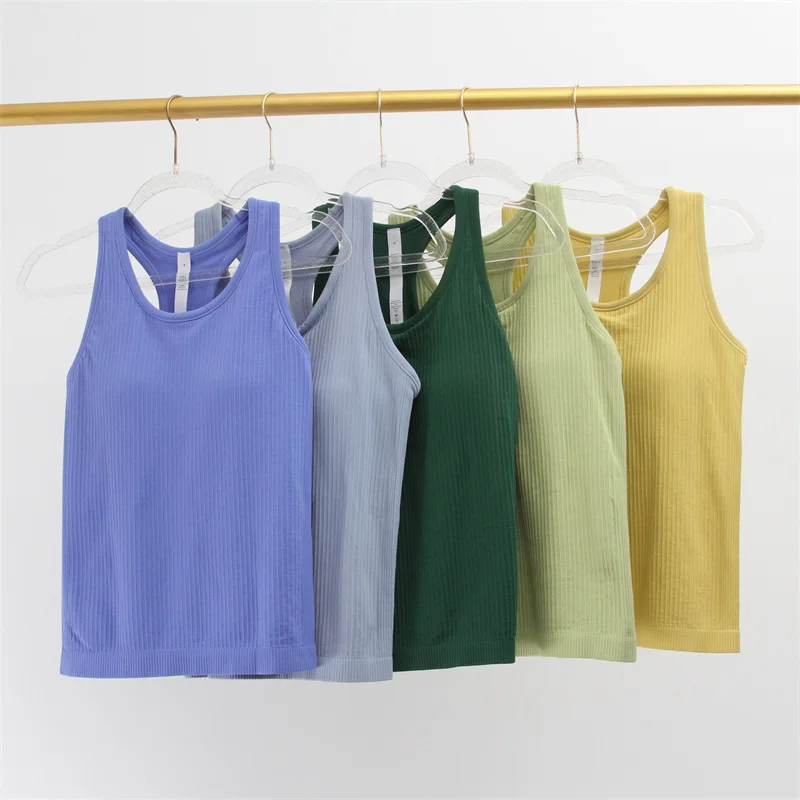 Ebb Seamless Yoga Fitness Women's Vest Shockproof Breathable Quick Dry Ultra Elastic Knitted Tank Top with Chest Pad Casual