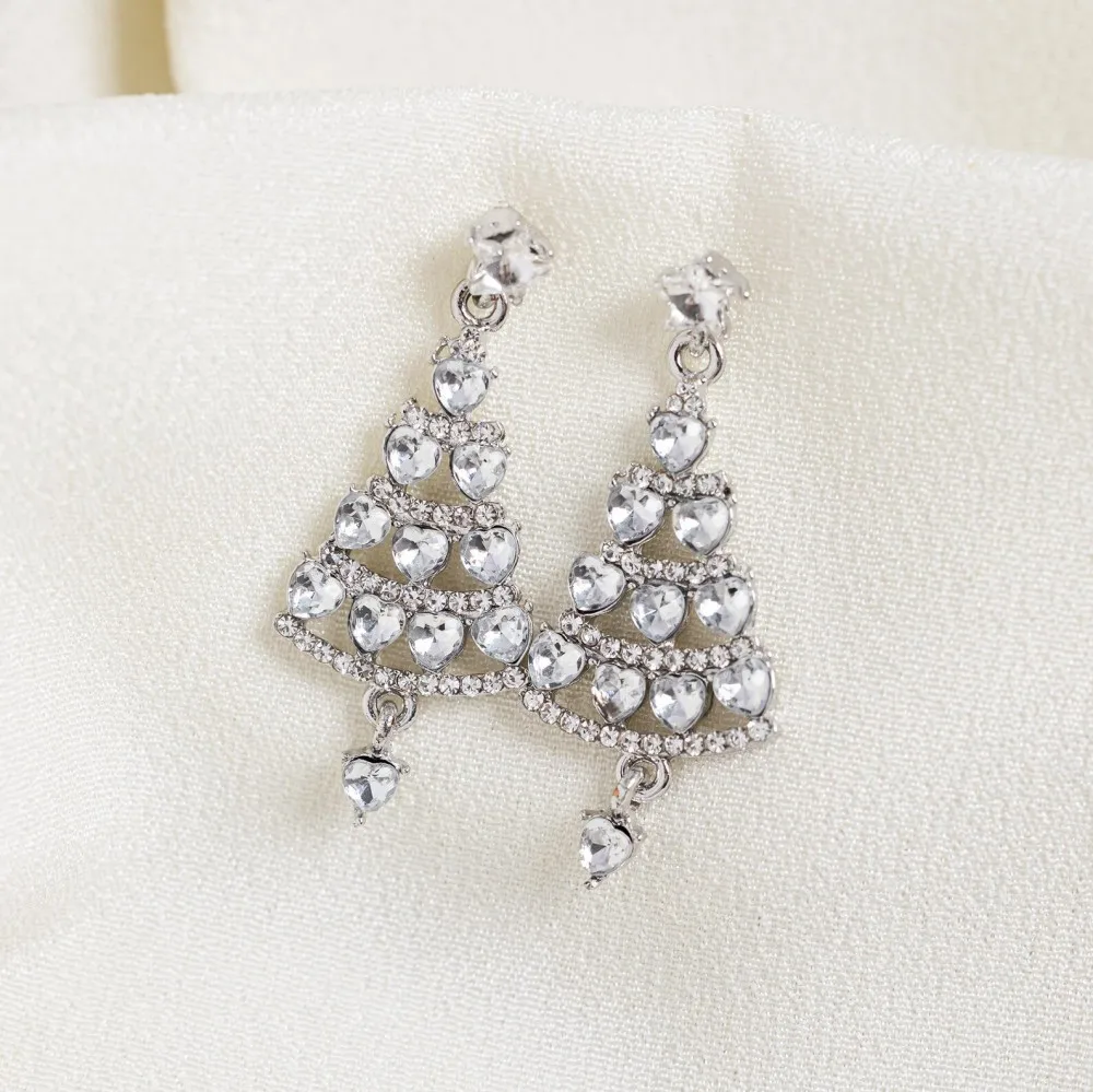 سباركلي حجر الراين ستار شجرة عيد الميلاد الحلي استرخى أقراط للنساء بيان عطلة الزفاف مجوهرات الزفاف هدية