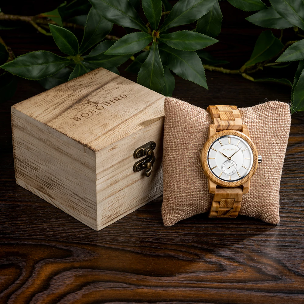 BOBOBIRD Wood Watch 2023 New Men\'s Quartz Wristwatch Fashion Casual Simplicity Olive Wood Watches Engraved Custom Great Gift