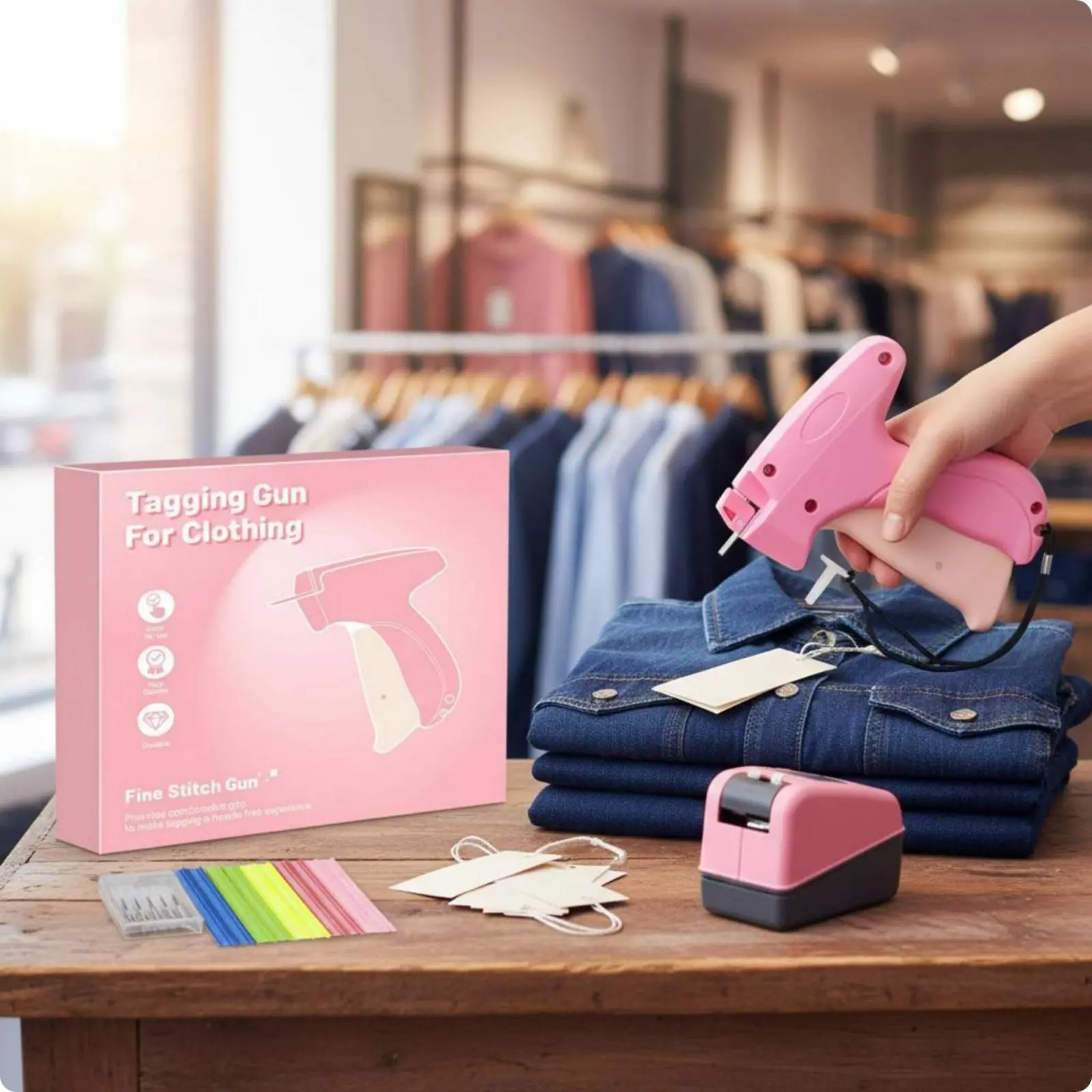 

Clothing Label Easy to Use Handheld Tagging Price Label Attacher Temporary Fastening Craft Supply Long-Lasting