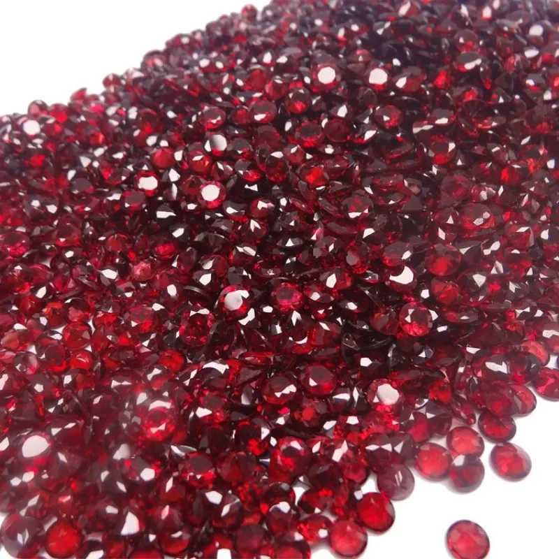 Factory Wholesale Natural Stone Round Cut 6.5mm 1.2Ct Loose Gemstone Garnet For Ring Earring Jewelry Making Accessories