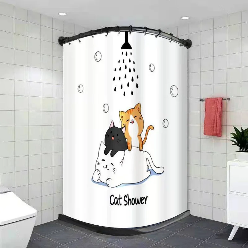 Bathroom Invisible Shower Curtain Magnetic Absorption Perforated Shower Room Shower Partition Wet and Dry Separation Waterproof