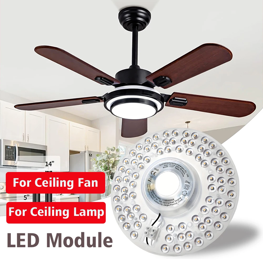 LED Panel Light Ceiling Lights LED Module 220V 110V Ceiling Fan LED Light Kit 20W 40W 60W 100W Round Replacement LED Panel Board
