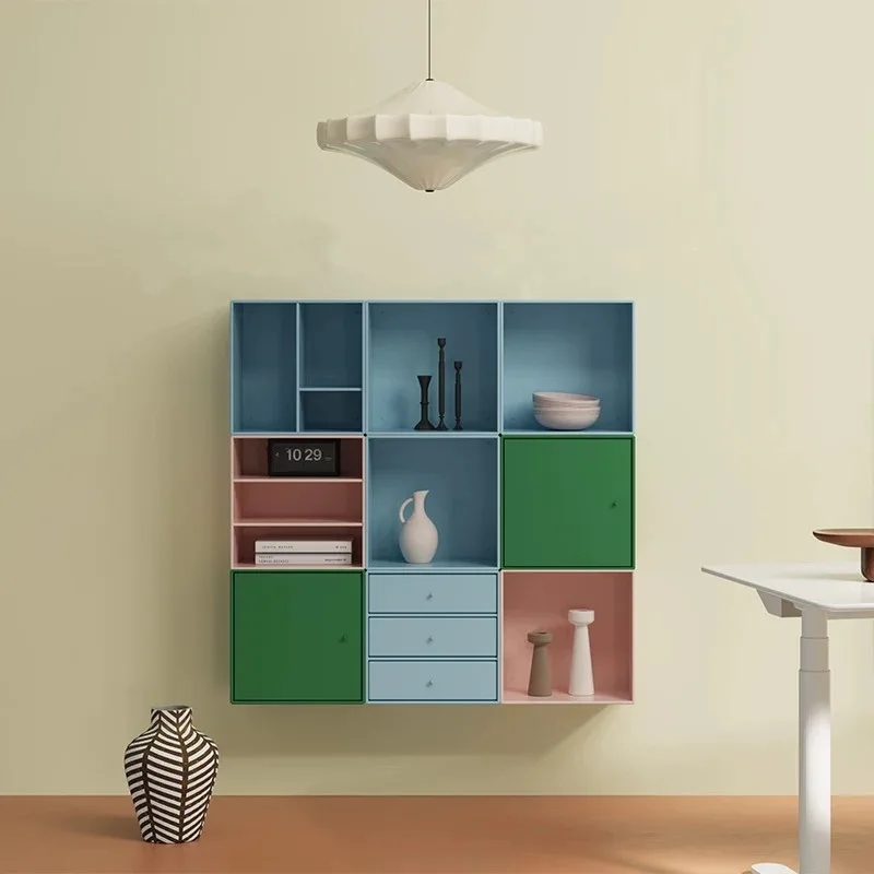Nordic hanging cabinet locker mini module combination living room bedroom TV entrance cabinet customization