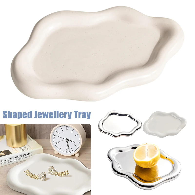 Irregular Tray Basket Cloud Shape Concrete Plaster Dish Ceramic Jewelry Storage White Plate Coaster Epoxy Mold Craft Decor