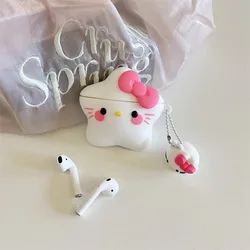 3D Hello Kitty Звездный Стиль Защитный силиконовый чехол для наушников Airpods Pro 2 Чехол/Airpods 3 чехол/Airpods 1/2 с брелоком