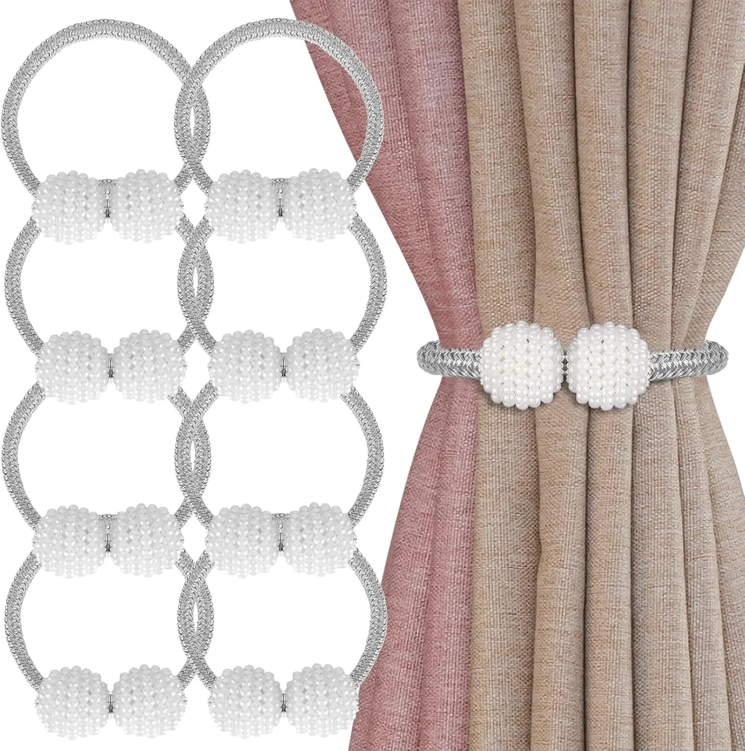 1PCS 2PCS Pearl Magnetic CurtainClip Hanging Ball Buckle Curtain Holder Tie Back Buckle Clips Tie Back Curtain Decor Accessories