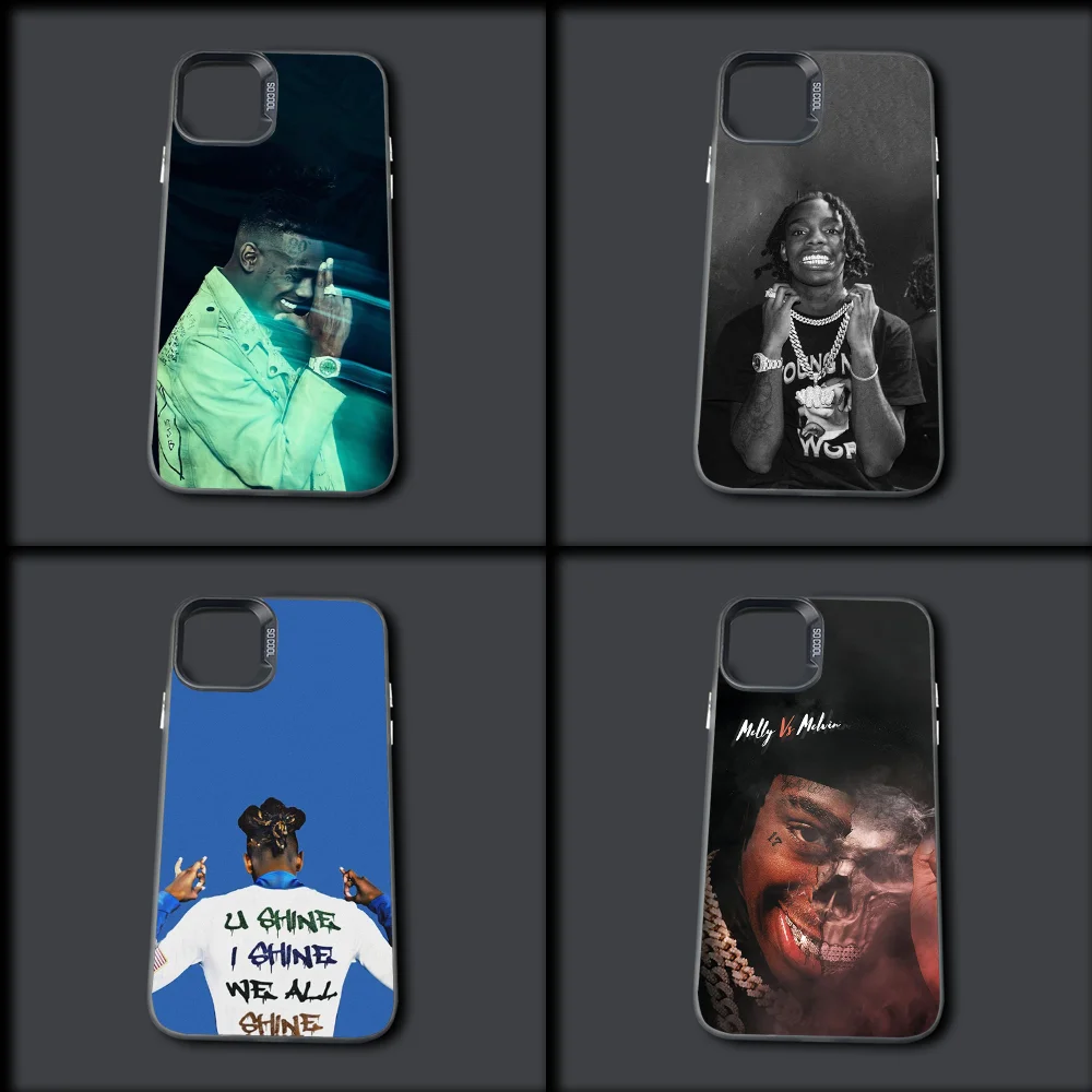 Y-YNW Melly Rapper Phone Case For iPhone 16,15,14,13,12,11,Mini,Pro,MAX Gray Drop Matte Shockproof Soft Cover