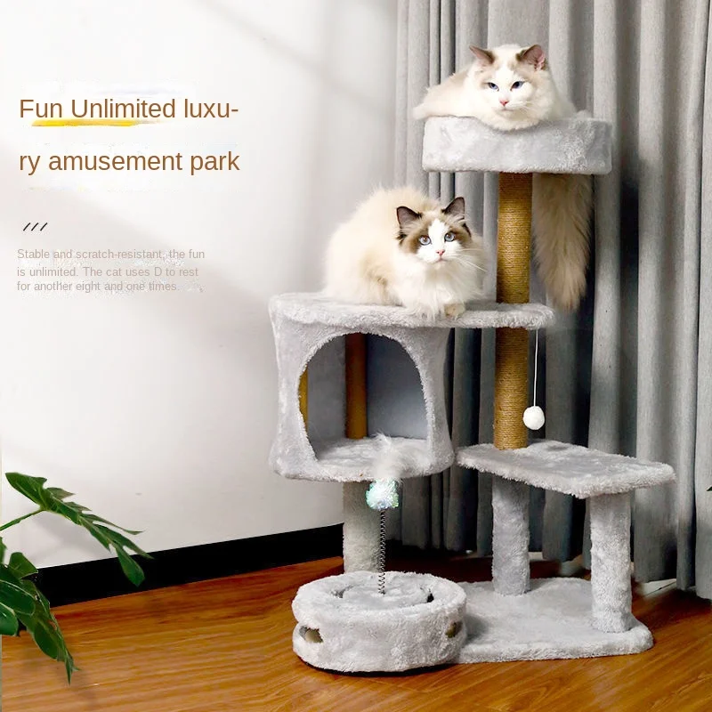 Cat Climbing catwear one solid wood cat gripped column large cat tree cat shelf cat scratch board woven rope funny cat toys