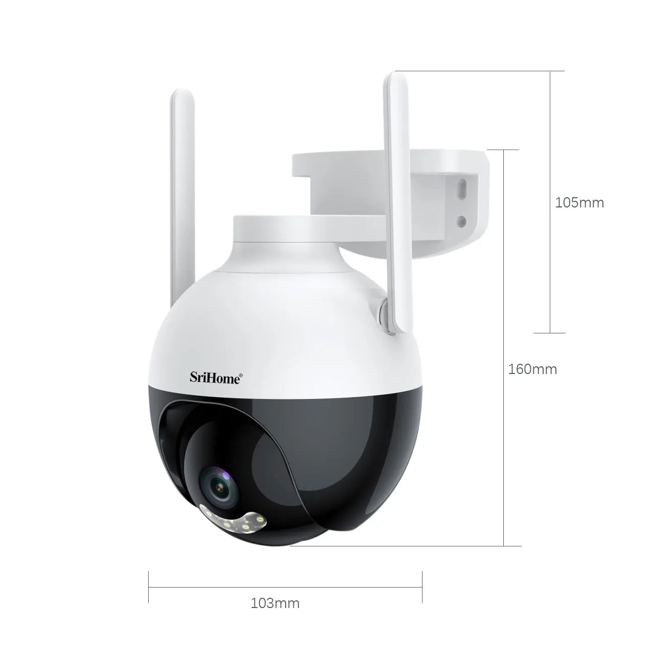 Srihome SH045 2MP 1080P  Full Color Wireless PTZ  WIFI IP Dome Camera AI Humanoid Detection Home Security CCTV Baby Monitor