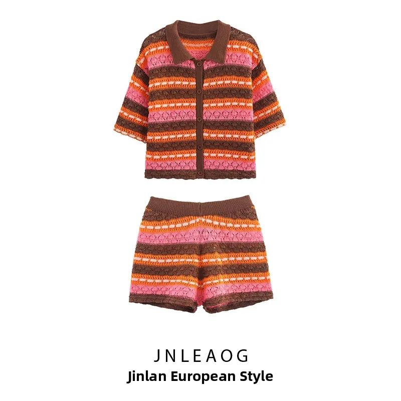 

Новинка осени: Женский костюм JNLEAOG с вышивкой, топ из полиэфирного волокна и брюки с отложным воротником