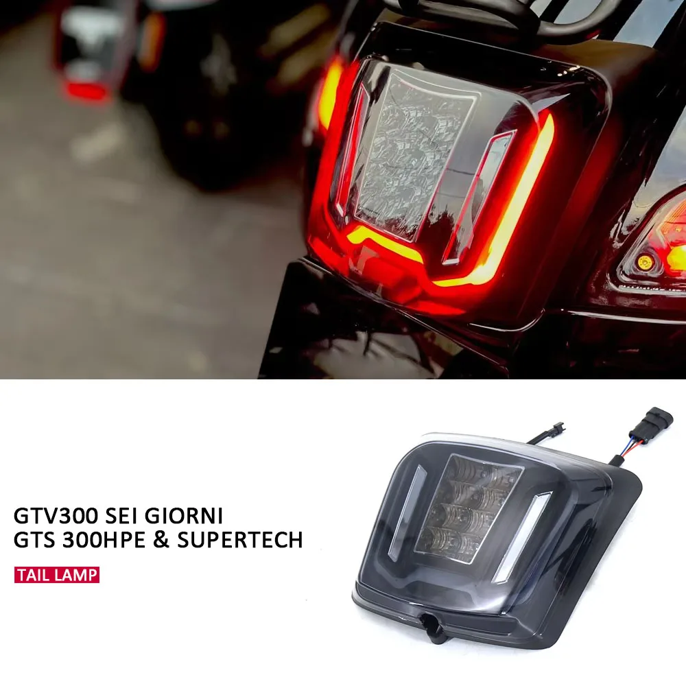 

GTV300 Sei Giorni Motorcycle LED Tail Lamp Rear Brake Tail Run Light Smoky Black Lens Taillight For Vespa GTS300 HPE Supertech