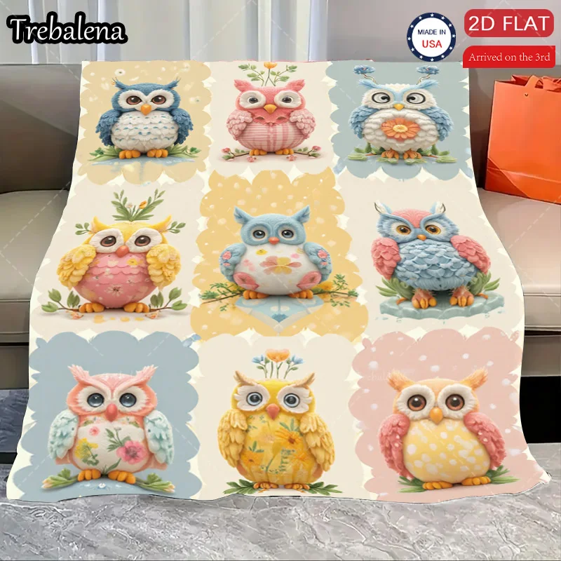 

Flannel Blanket-Soft Lightweight All-season Cute Owl Print Baby Blanket Soft Cozy for Toddlers Kids Bedding
