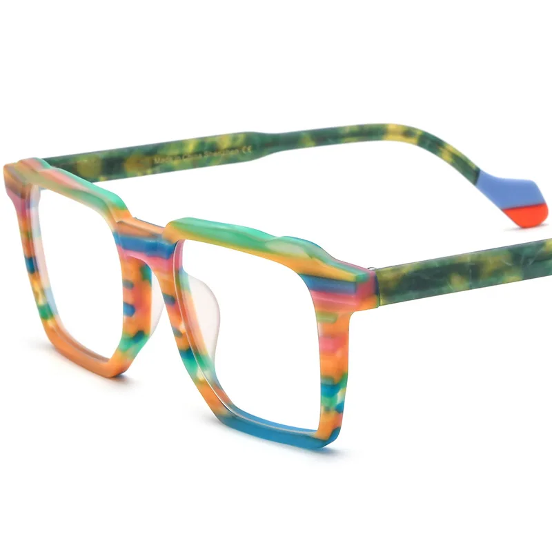 Multicolor frosted square plate glasses frame men and women glasses can be equipped with myopia anti-blue light glasses frame